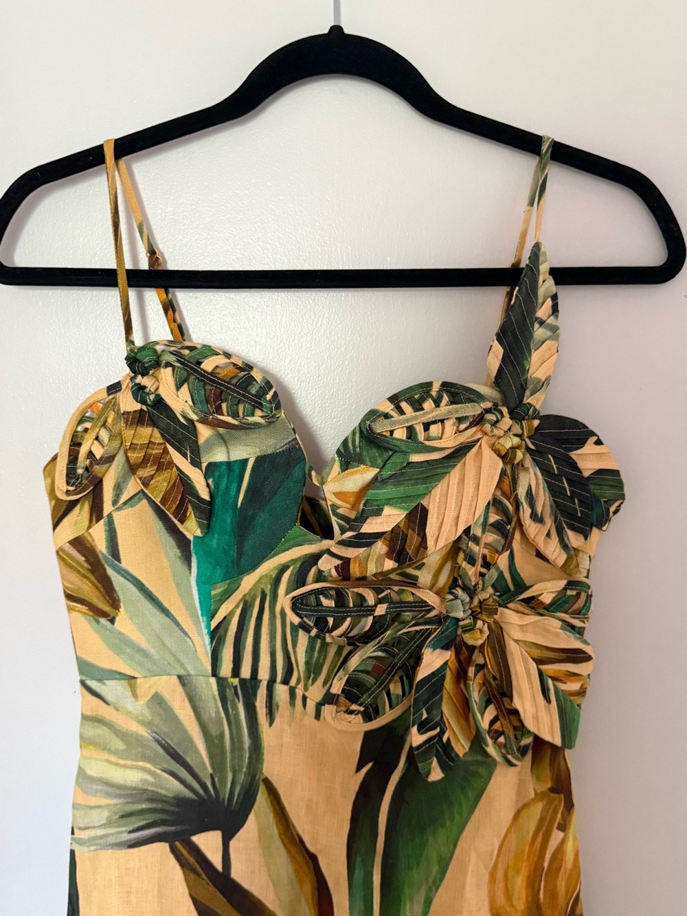FARM Rio Yellow Bananart 3D Bodice Linen Midi Dress - Size S - Picture 4 of 14